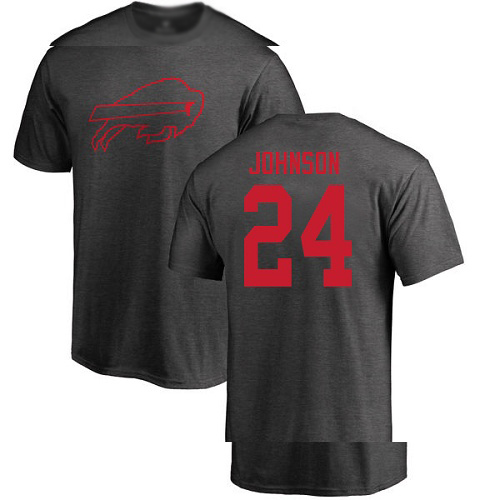 Men NFL Buffalo Bills #24 Taron Johnson Ash One Color T Shirt->nfl t-shirts->Sports Accessory